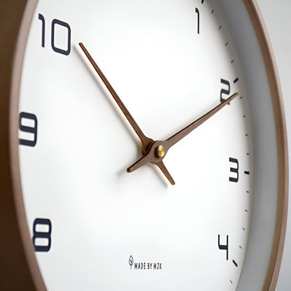 Scandinavian Round Wooden Wall Clock with Minimalist Design NALANI