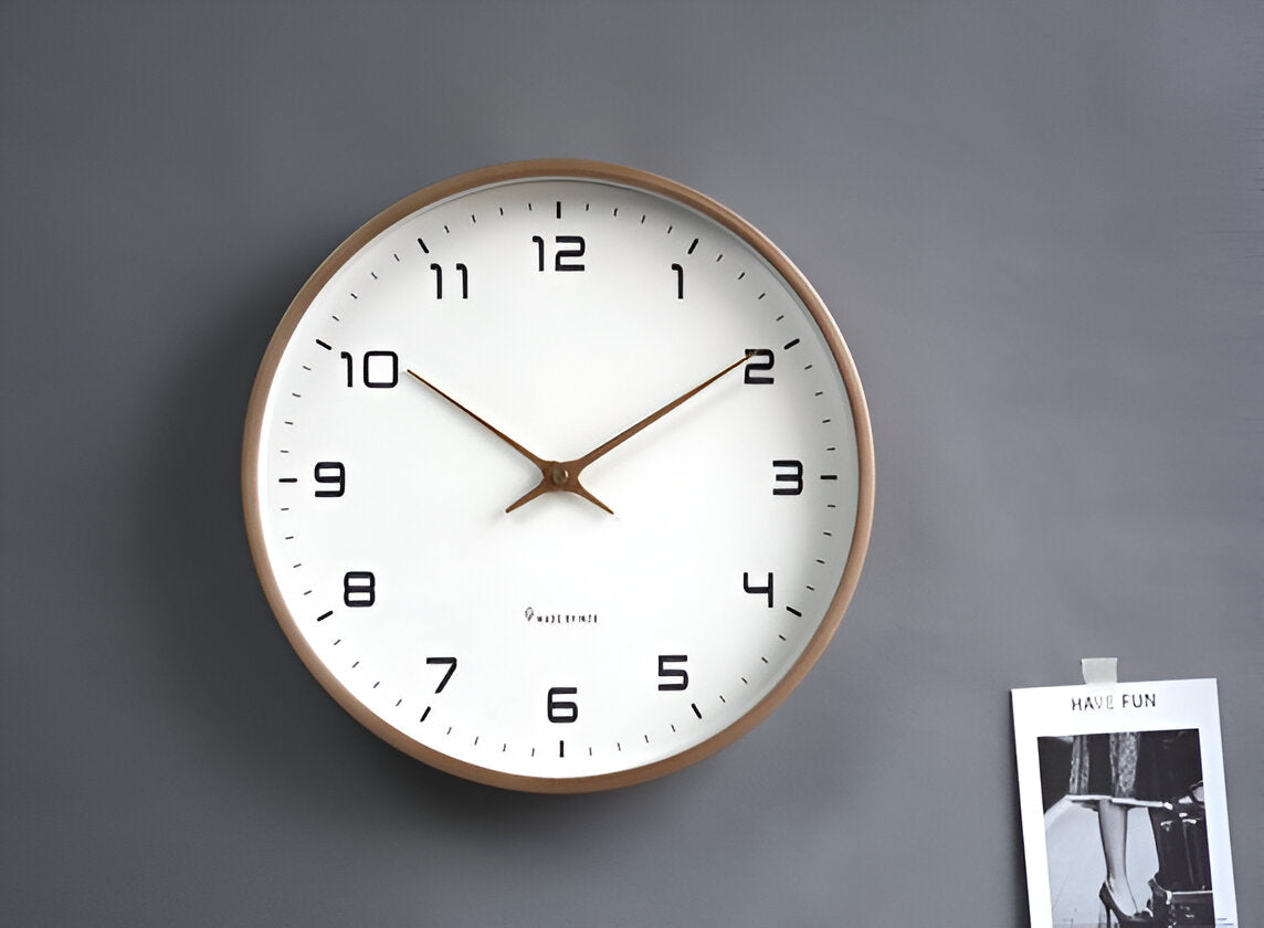 Scandinavian Round Wooden Wall Clock with Minimalist Design NALANI