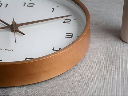 Scandinavian Round Wooden Wall Clock with Minimalist Design NALANI