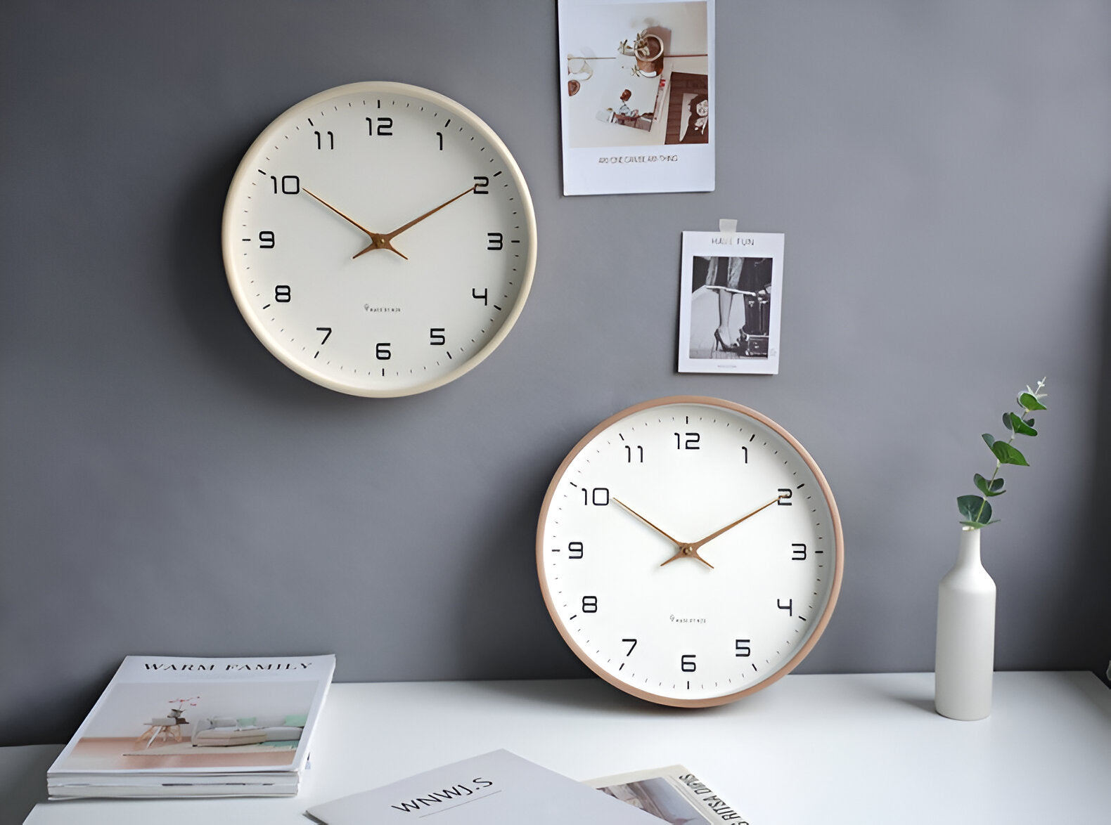 Scandinavian Round Wooden Wall Clock with Minimalist Design NALANI