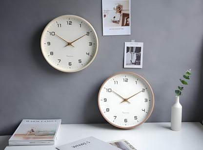 Scandinavian Round Wooden Wall Clock with Minimalist Design NALANI