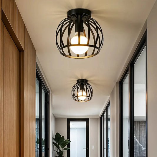 Industrial Ceiling Light Vintage Black Metal Design NALANI
