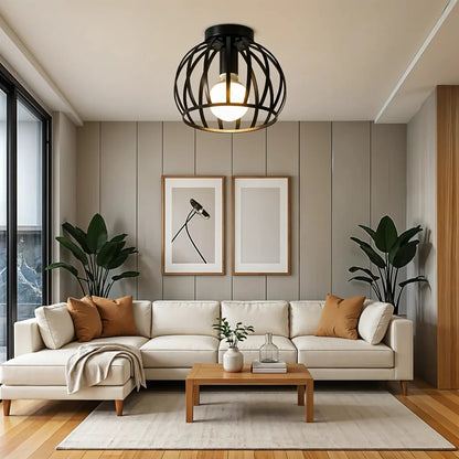 Industrial Ceiling Light Vintage Black Metal Design NALANI