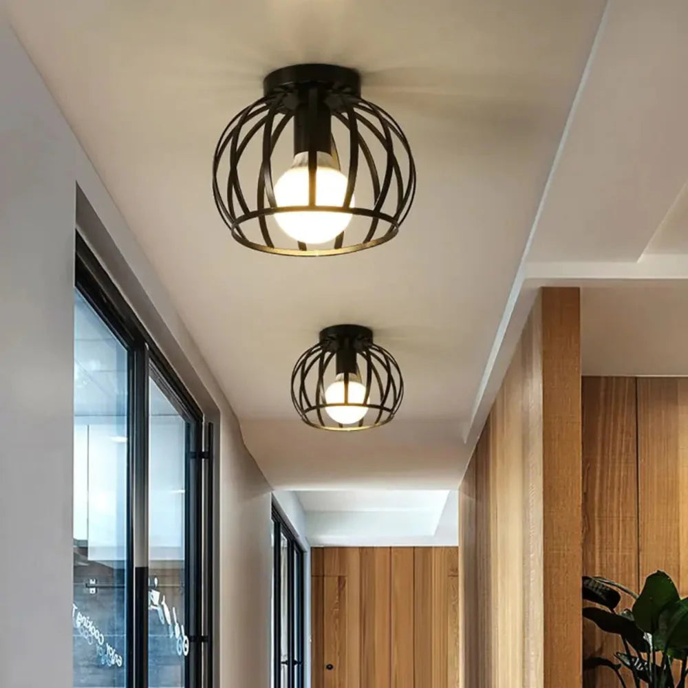 Industrial Ceiling Light Vintage Black Metal Design NALANI