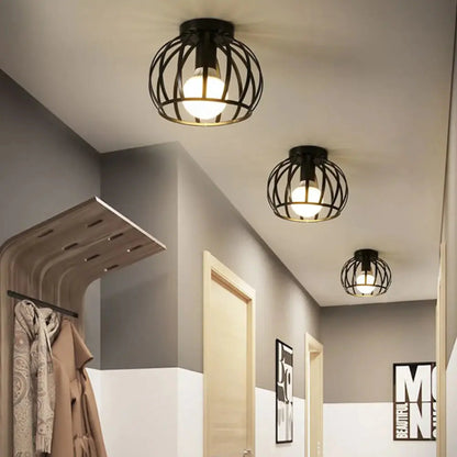 Industrial Ceiling Light Vintage Black Metal Design NALANI