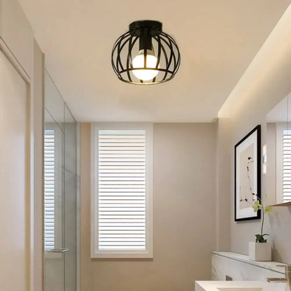 Industrial Ceiling Light Vintage Black Metal Design NALANI