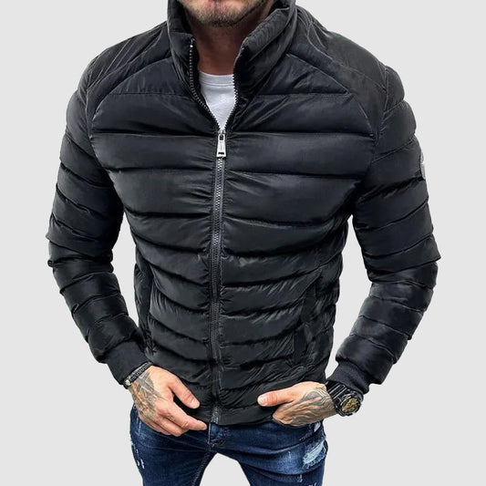 Men's Puffer Jacket Quilted Insulation High Collar Zipper