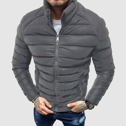 Men's Puffer Jacket Quilted Insulation High Collar Zipper