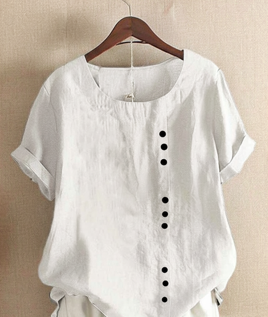 Kelly | Solid-color short-sleeved blouse with a round neckline 1