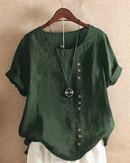 Kelly | Solid-color short-sleeved blouse with a round neckline 4