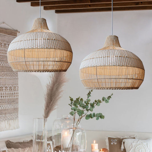 Woven Rattan Pendant Light for Kitchen Island with Woven Shade D35 x H30 cm Calora