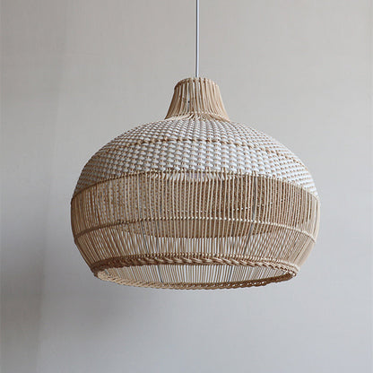 Woven Rattan Pendant Light for Kitchen Island with Woven Shade D60 x H55 cm Wired Calora