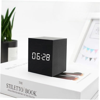 Compact LED Digital Alarm Clock With Temperature Night Mode black and white NALANI