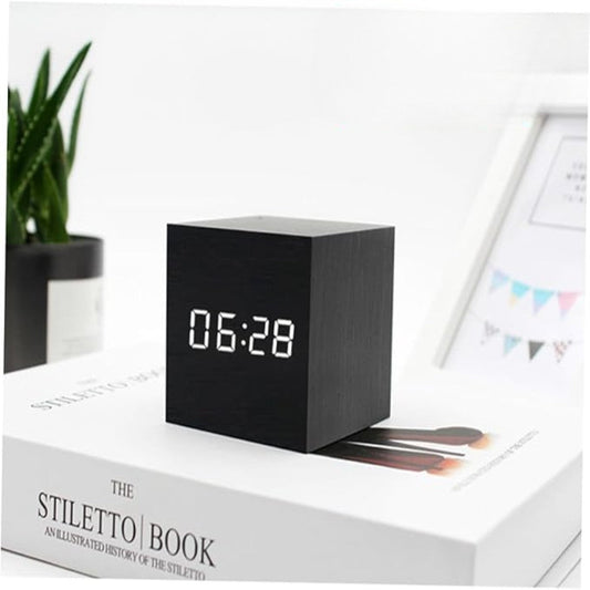Compact LED Digital Alarm Clock With Temperature Night Mode black and white NALANI