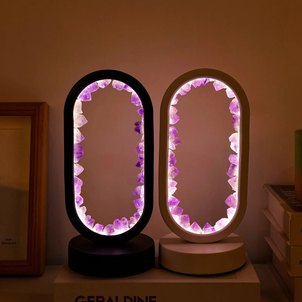 Lucento - Crystal Frame LED Lamp With Natural Crystals Glow Light NALANI
