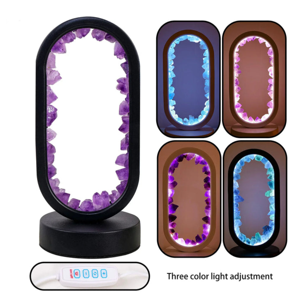 Lucento - Crystal Frame LED Lamp With Natural Crystals Glow Light NALANI