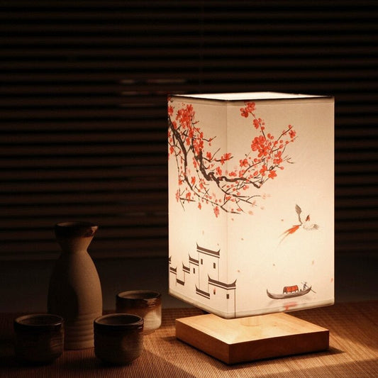 Japanese Scandinavian Table Lamp Minimalist Design 12x27cm Red Flower 12x27cm Calora