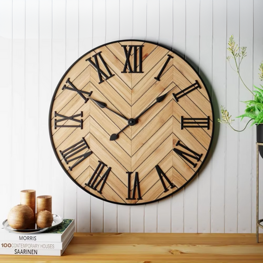 Wall Clock with Roman Numerals for Country Style Decor NALANI