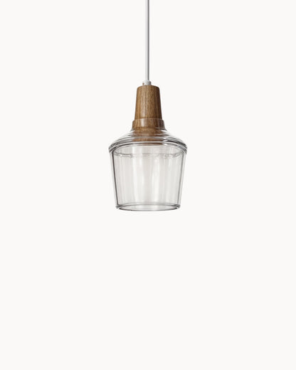 Navetti | Loft lamp - Modern Nordic glass lamps with wooden base, E27 Klar A NALANI