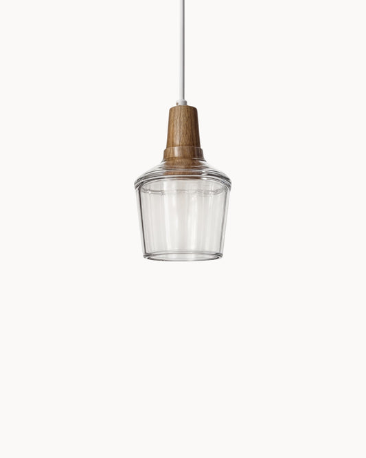 Navetti | Loft lamp - Modern Nordic glass lamps with wooden base, E27 Klar A NALANI
