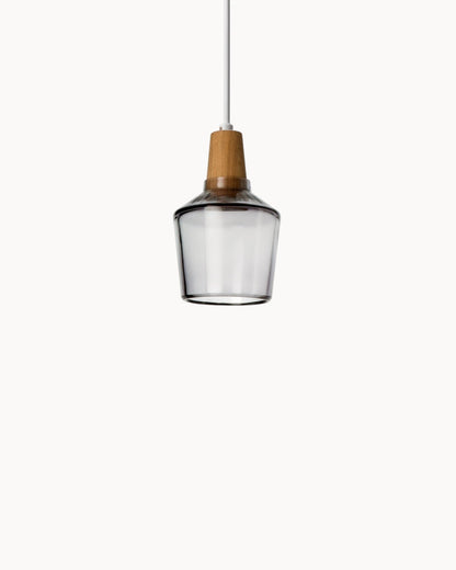 Navetti | Loft lamp - Modern Nordic glass lamps with wooden base, E27 Smoke A NALANI