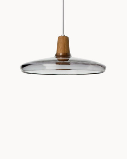 Navetti | Loft lamp - Modern Nordic glass lamps with wooden base, E27 Smoke C NALANI