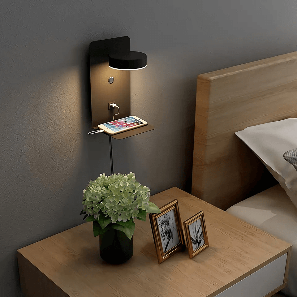 Rotatable Night Light with Charger for Home Decor and Convenience Black Calora