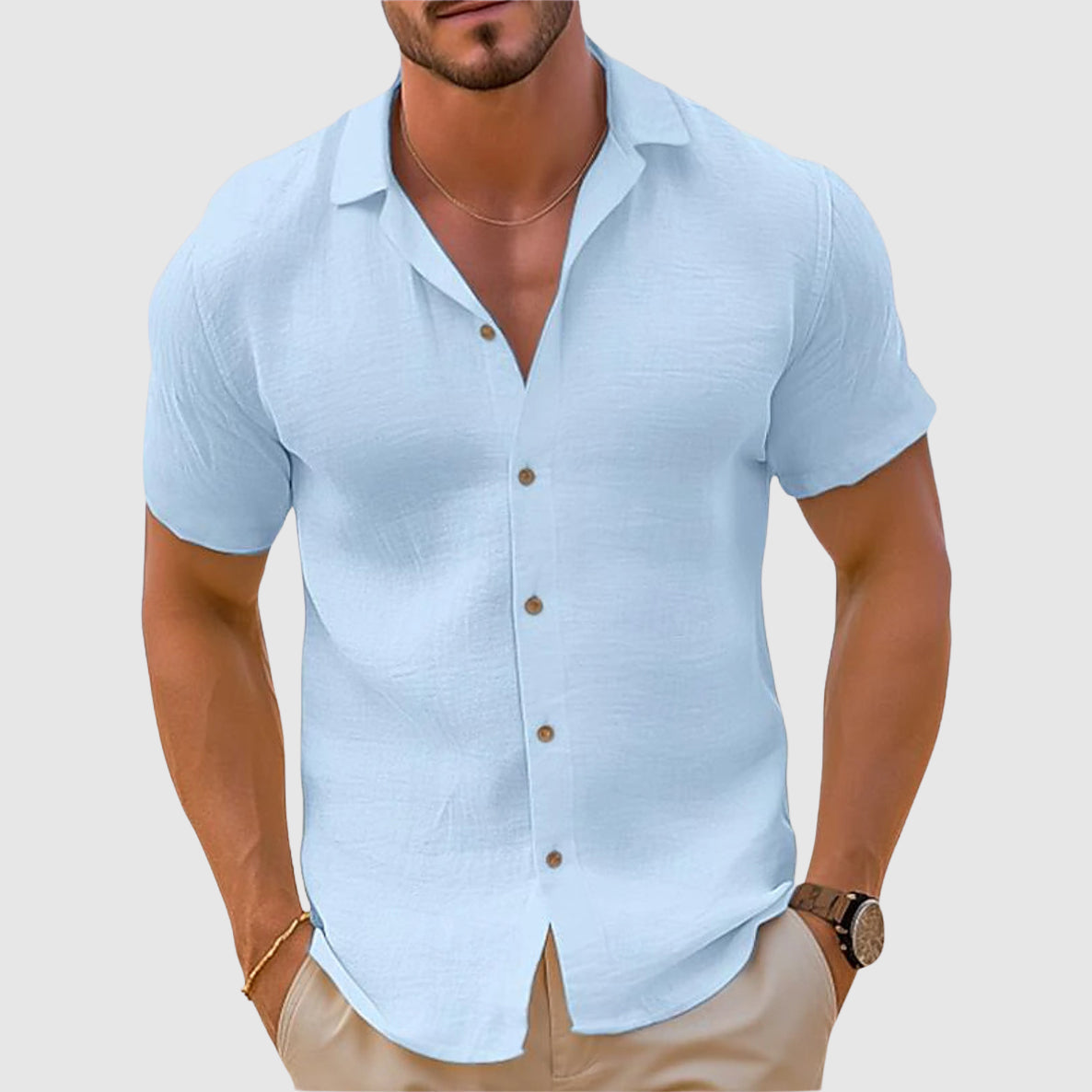 Breathable Casual Shirt With Relaxed Fit And Classic Collar