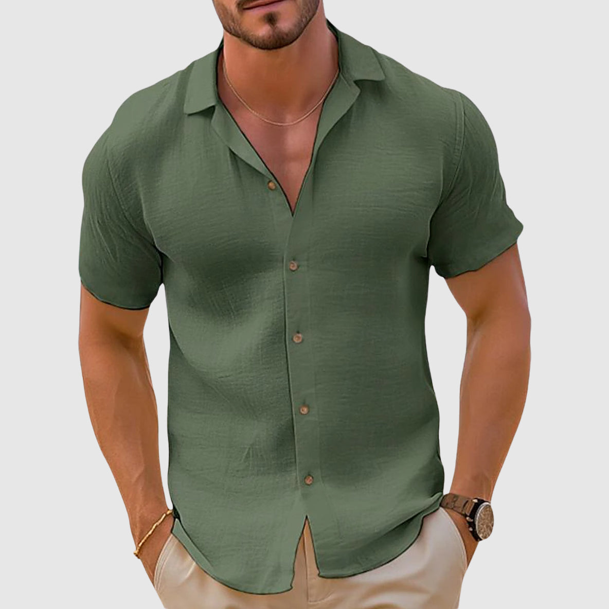 Breathable Casual Shirt With Relaxed Fit And Classic Collar