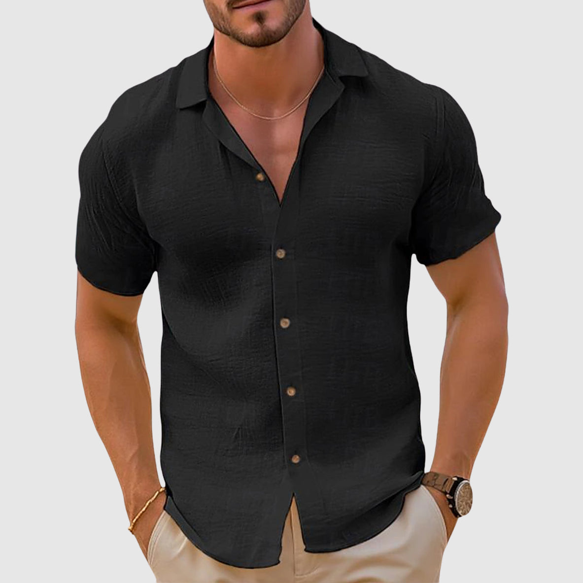 Breathable Casual Shirt With Relaxed Fit And Classic Collar