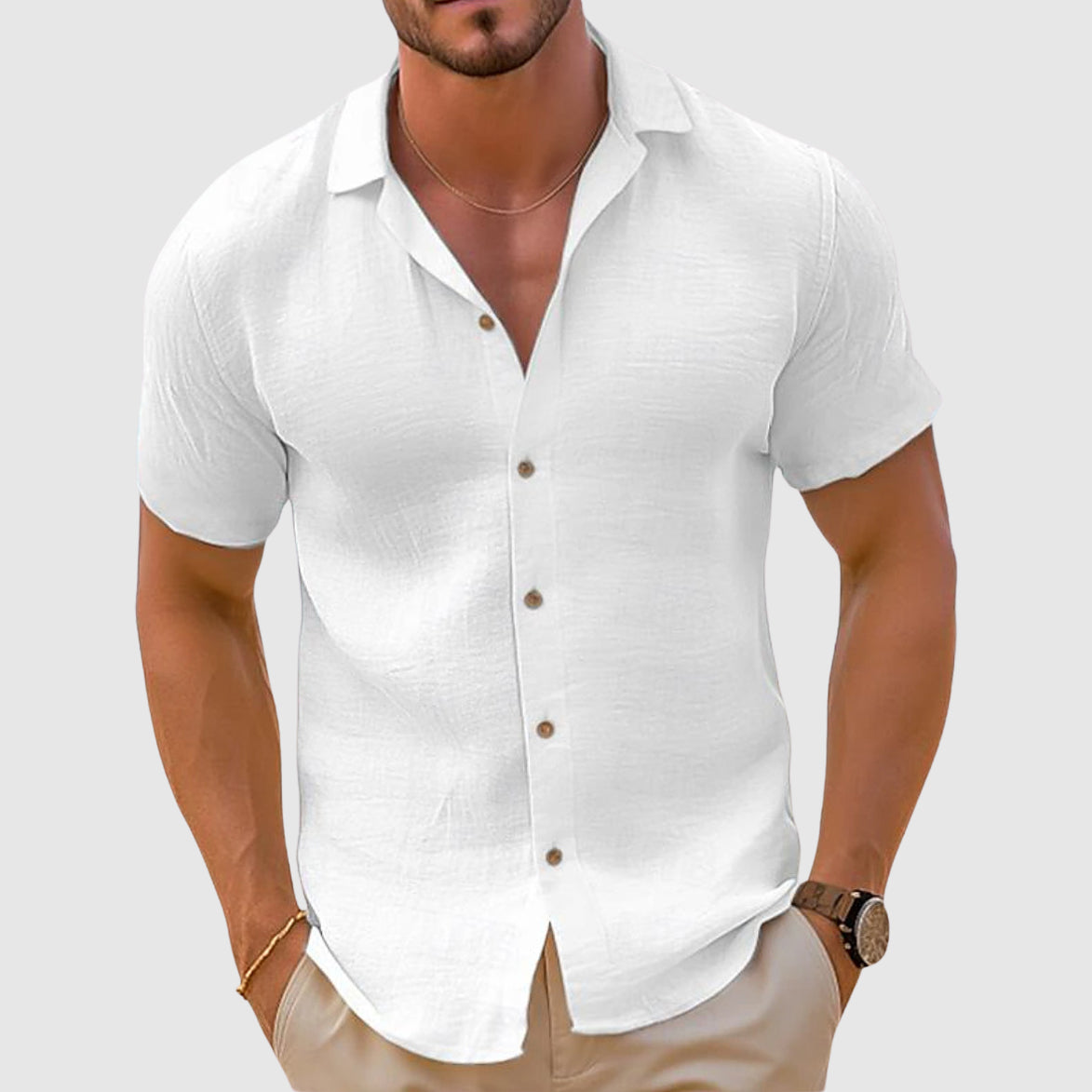 Breathable Casual Shirt With Relaxed Fit And Classic Collar