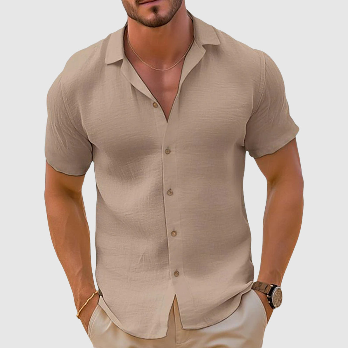 Breathable Casual Shirt With Relaxed Fit And Classic Collar
