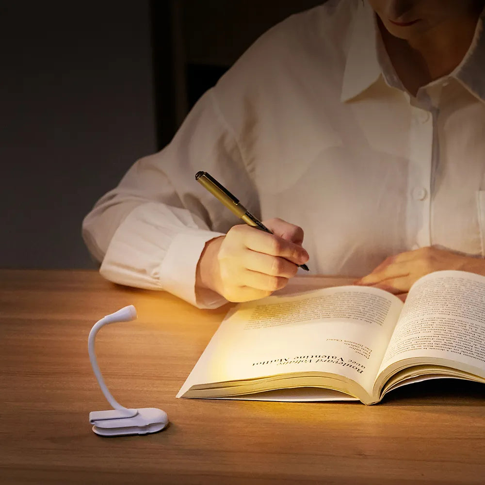 Lucento - USB rechargeable Mini Clip Book Read Lamp White Interchangeable NALANI