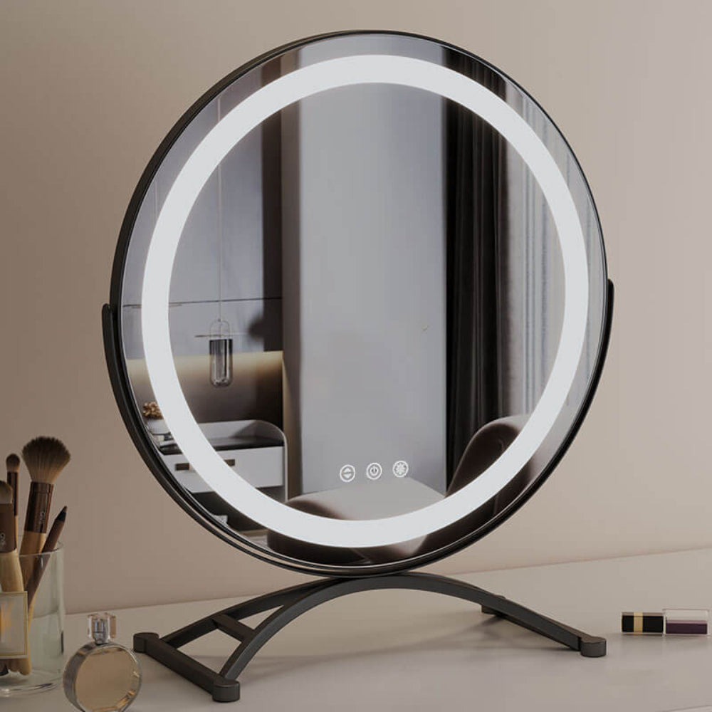 Lucento - Led Makeup Mirror With Touch Control And Three Light Tones Black NALANI