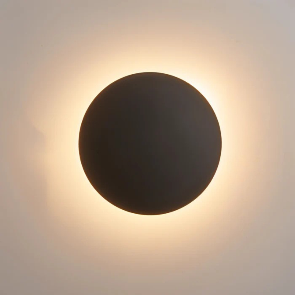 Round LED Wall Light Modern Design With Warm White Glow Black NALANI