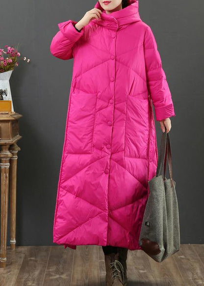Rose Pink Loose Fit Women Parka With Hood Warm Winter Coat NALANI