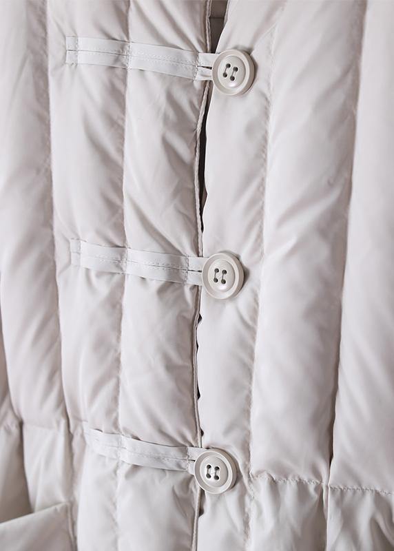 Plus Size Beige Winter Coat With Hood And Large Pockets NALANI