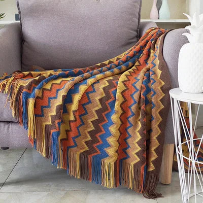 Soft Cozy Boho Plaid Throw Blanket Colorful 130x180 cm Orange NALANI