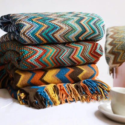 Soft Cozy Boho Plaid Throw Blanket Colorful 130x180 cm NALANI