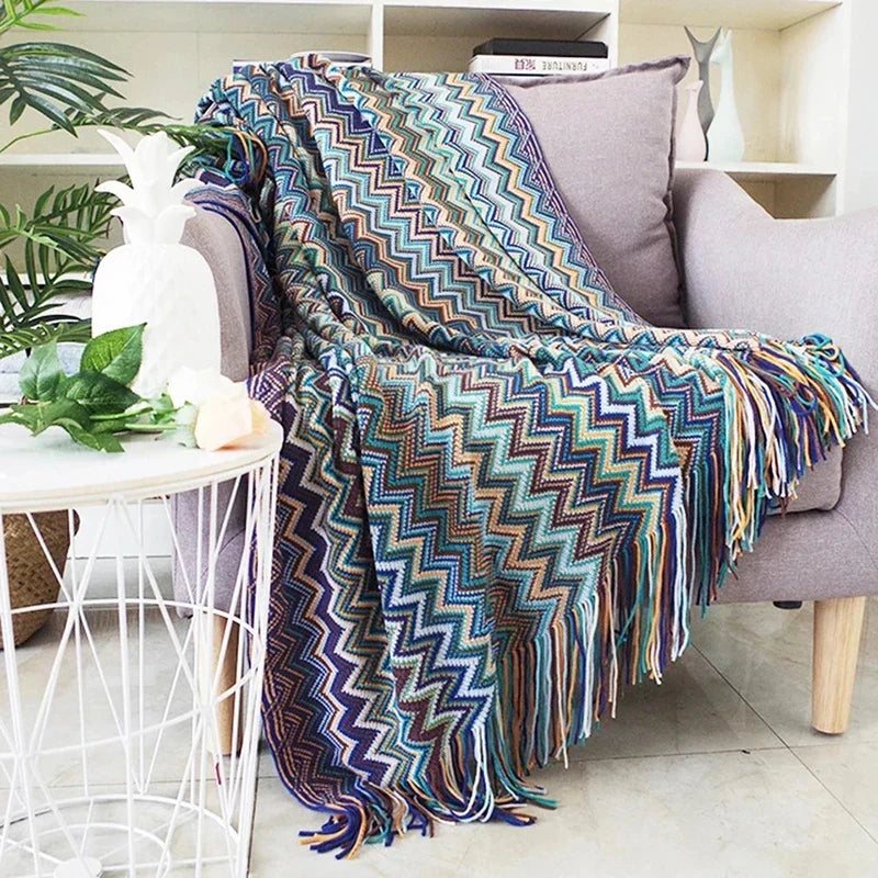 Soft Cozy Boho Plaid Throw Blanket Colorful 130x180 cm NALANI