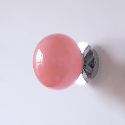 Pink Glass Diffuser Wall Sconces Ceiling Light Modern Metal ∅ 7.9″ x H 7.1″ Dia 20cm x H 18cm Chrome+Pink NALANI