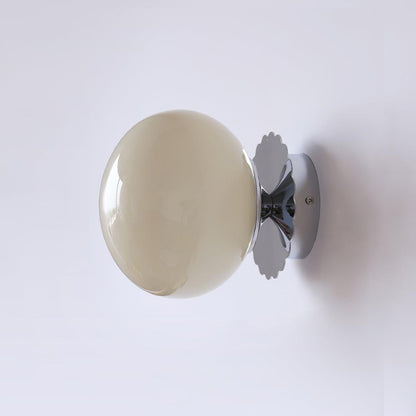 Pink Glass Diffuser Wall Sconces Ceiling Light Modern Metal ∅ 7.9″ x H 7.1″ Dia 20cm x H 18cm Chrome+Beige NALANI