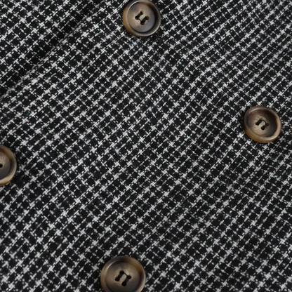 Double Breasted Slim Fit Checked Pattern Blazer Tailored Jacket