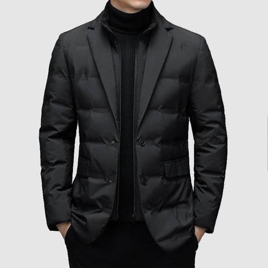 Mens Padded Jacket With Notch Lapels Insulated Outerwear