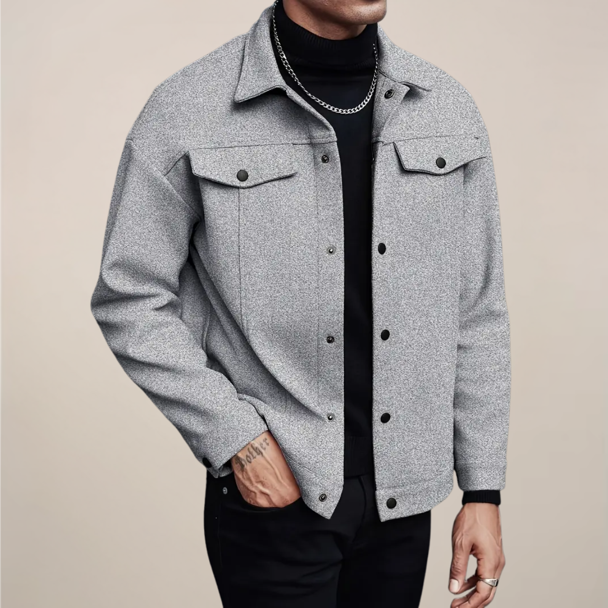Smart Casual Button Up Jacket For Autumn Winter Layering