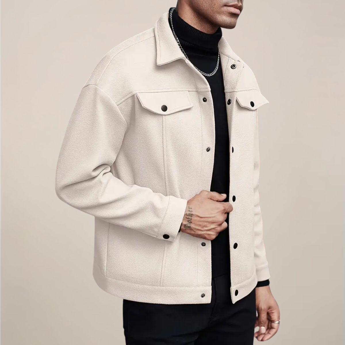 Smart Casual Button Up Jacket For Autumn Winter Layering