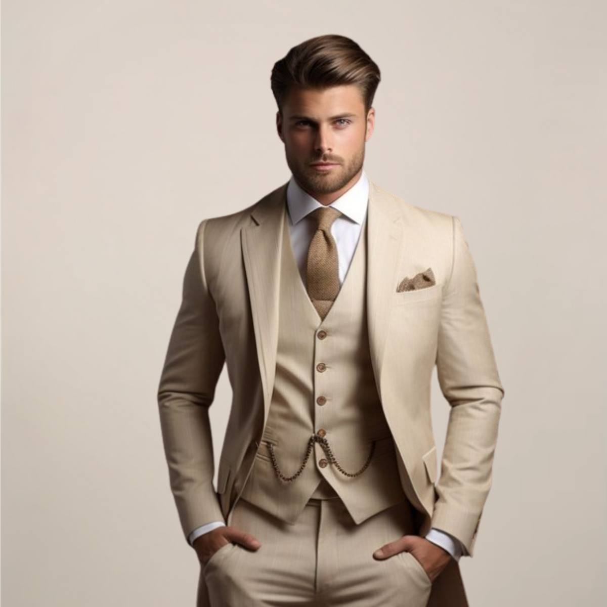 Three-Piece Men's Blazer With Waistcoat