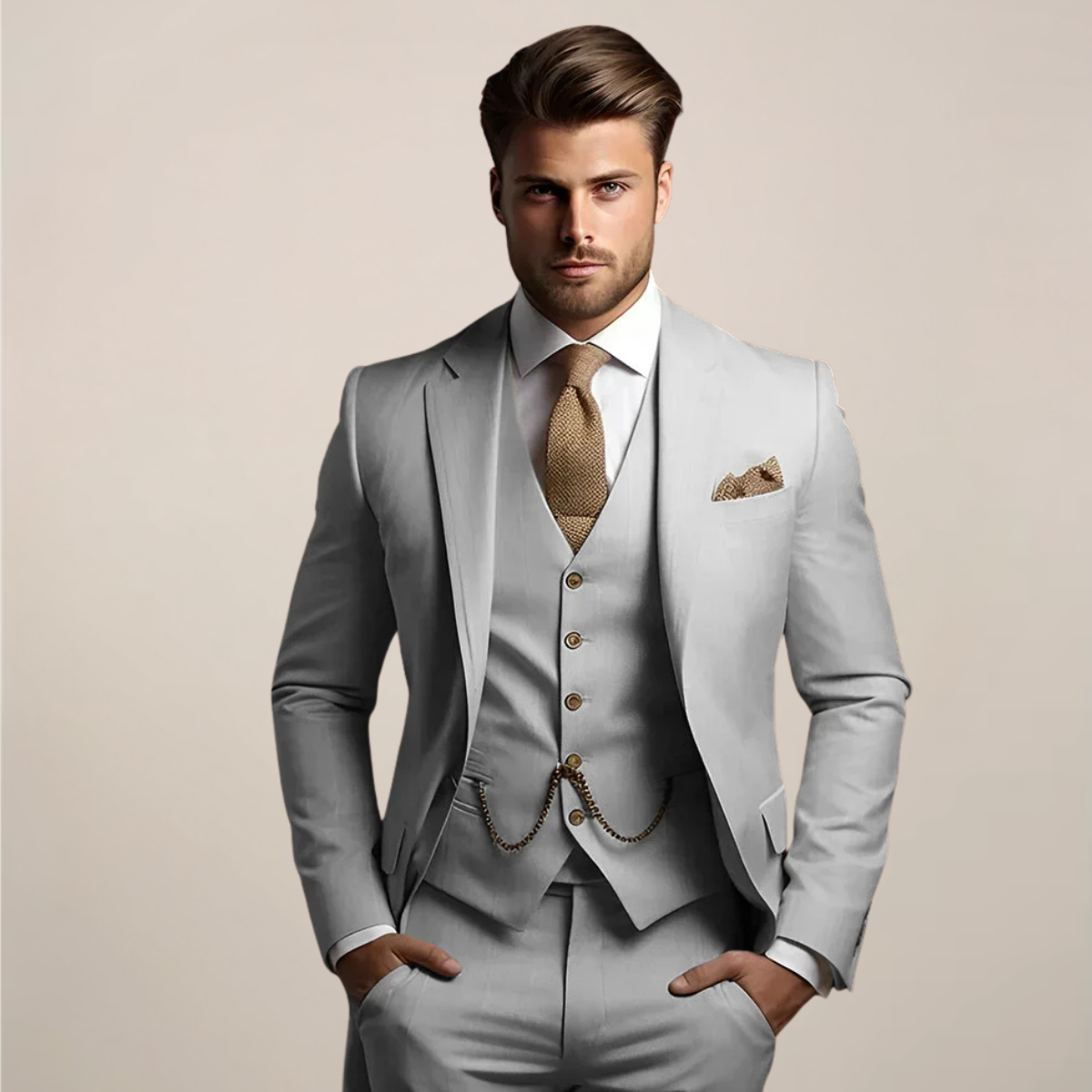 Three-Piece Men's Blazer With Waistcoat