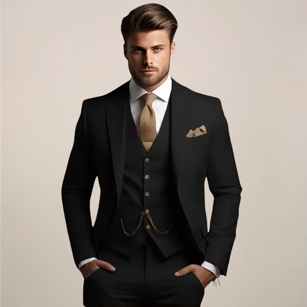 Three-Piece Men's Blazer With Waistcoat