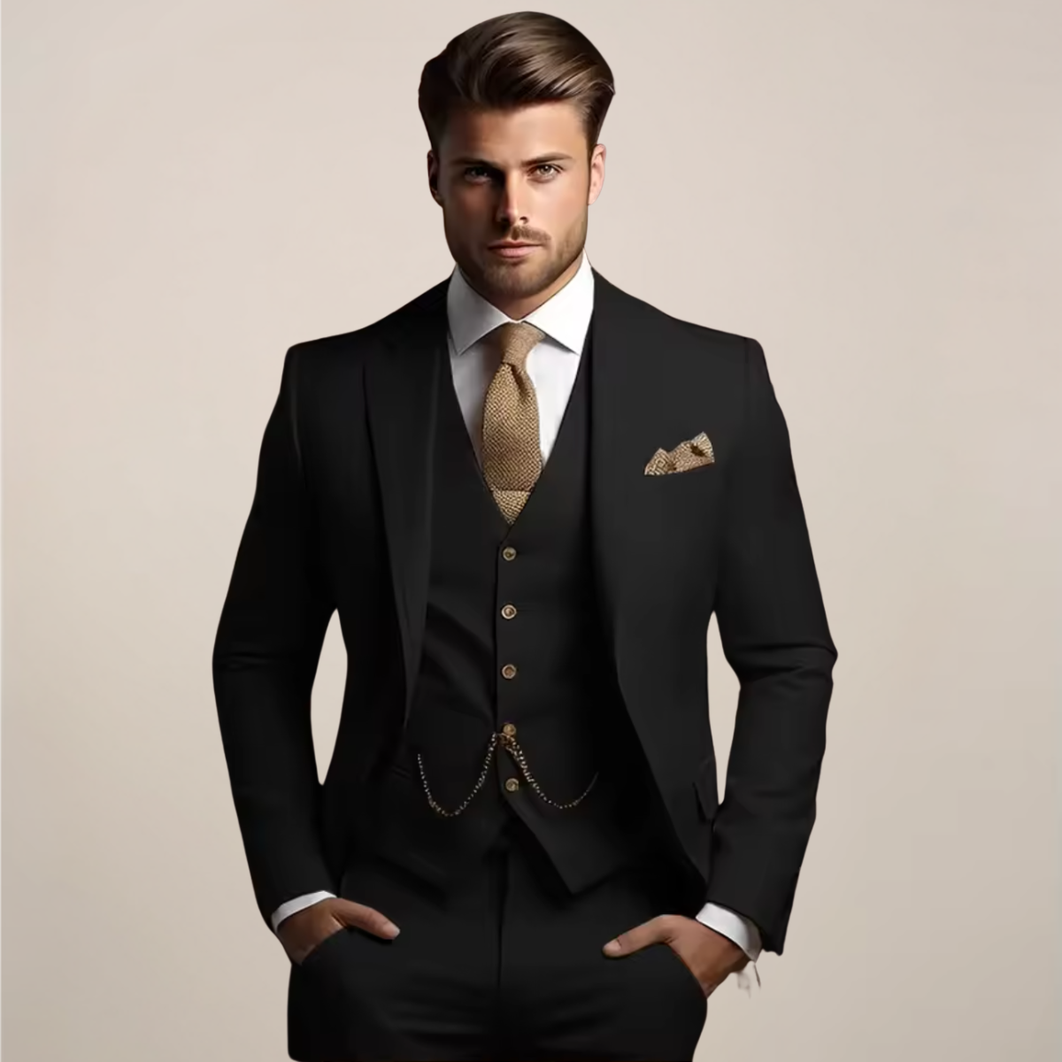 Three-Piece Men's Blazer With Waistcoat